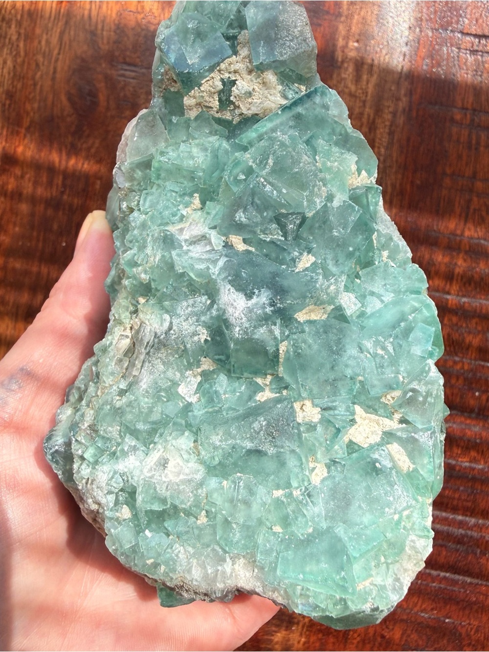 ✨ Large Natural Green Fluorite Cluster on Muscovite/Feldspar Matrix